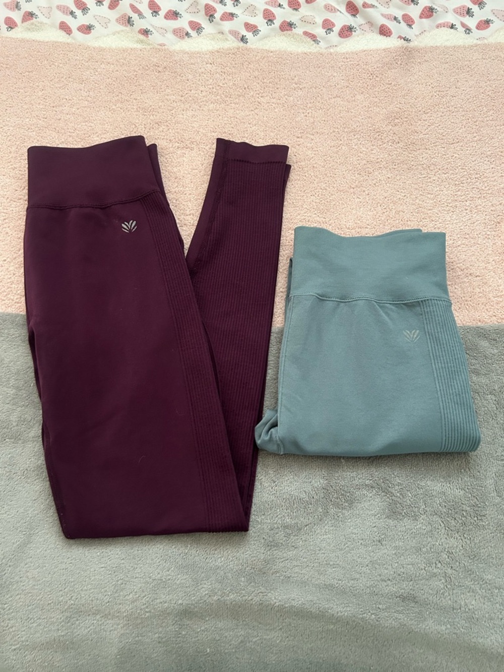Seamless Ribbed Leggings Set - Plum & Sage